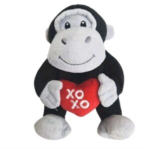 American Greetings Gorilla Ape Plush Stuffed Animal Black GorillaRed Hearts XOXO
